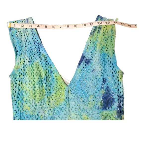 French Connection Women's Dress #714AW Midi Daisy Lace V-Neck Size 4 Blue+Green - Picture 9 of 16